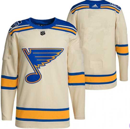Men%27s St. Louis Blues Cream Blank Winter Classic Stitched Jersey
